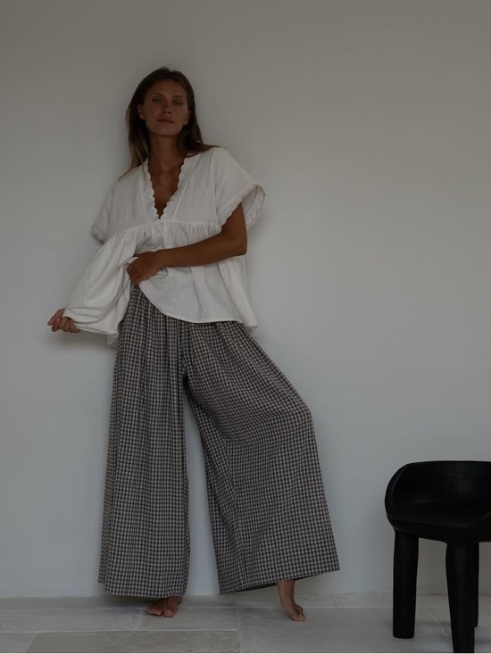 Avyandco Pants - Avy & Co. Yollie Linen Gingham Pant- Wisteria